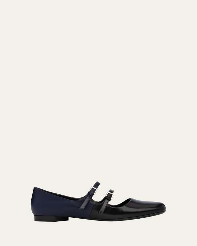 Duo Mary Jane Leather Ballerina Flats